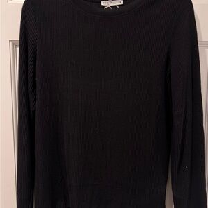 Black Long Sleeve Ribbed Top